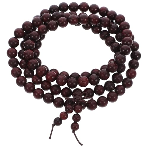 Holibanna 3 Stück Mala-Perlenarmbänder, tibetische Buddha-Holzperlen, Sandelholz-Link-Handgelenk-Halskette, buddhistisches Gebetsstrang-Armband für Frauen, Dunkelrot von Holibanna
