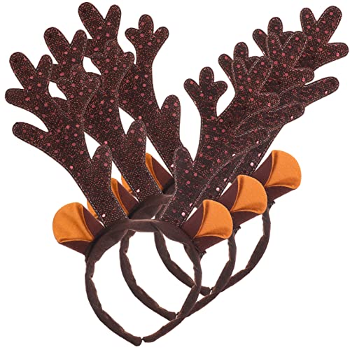 Holibanna 3-teiliges Rentier-geweih-stirnband Weihnachtliches Haar-accessoire Plüsch-kopfbedeckung Leicht Langlebig Für Weihnachts-party von Holibanna