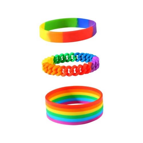 Holibanna 3 Stück Silikonarmbänder Regenbogenfarben Flexibel Leichtes Sportarmband Unisex Freundschaftsbänder von Holibanna