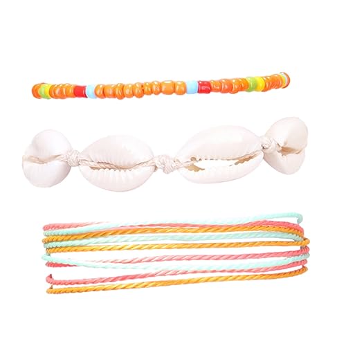 Holibanna 3stücke Fußkettchen Im -Stil Gewebte Fußkettchen Aus Wachsfaden Fußschmuck Orange von Holibanna