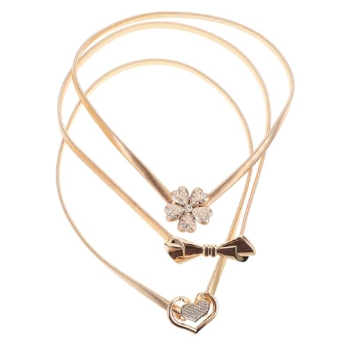 Holibanna 3 Stück Teiliges Damen Metall Taillenkette mit Elastischem Glitzer Bund und Schleifen Detail Dehnbare Hüftkette im Boho Stil Vielseitiger Körperschmuck für Kleider und Outfits von Holibanna