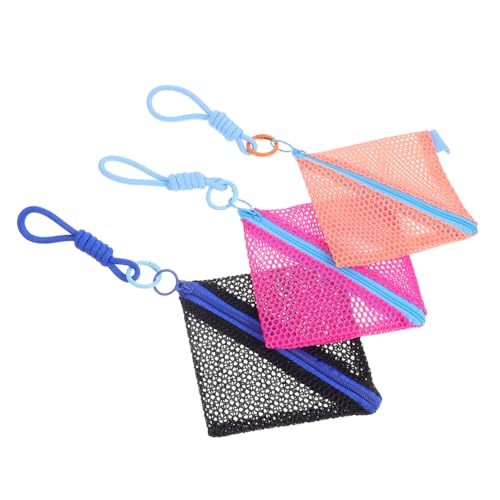 Holibanna 3 Stück Teiliges Mini Aufbewahrungsset aus Netzmaterial Tragbare Kosmetiktaschen mit Reißverschluss für Lippenstift Kopfhörer Münzen und Karten Leichte Reise Organizer in Orange von Holibanna