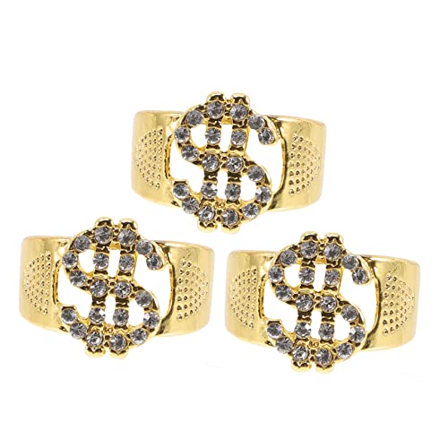 Holibanna 3 Stück Teiliges Money Symbol Ringe Verstellbare Hip hop Schmuckringe für Damen und Herren Jahre Punk Stil Modische Statement ringe für Alltag Partys und Cosplay von Holibanna