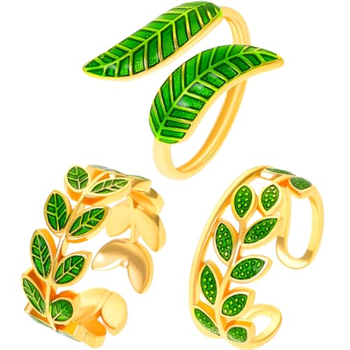 Holibanna 3 Stücke Verstellbare Blattringe für Damen Offene Ringe in Gold Personalisierte Fingerringe Schmuck für Besondere Anlässe Ästhetische Ringe für Frauen von Holibanna