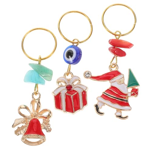 Holibanna Weihnachtsanhänger Aus Metall 3 Stück Weihnachtsmannglocke Geschenkbox Haarschmuck Vielseitige Schlüsselanhänger- Für Weihnachtsdekorationen von Holibanna