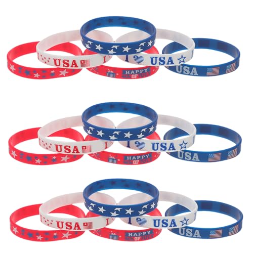 Holibanna 36 Stück Teiliges Silikonarmband Independence Day Party Armbänder Elastisch Patriotisch Für Erwachsene Unisex Komfortabel Strapazierfähig von Holibanna