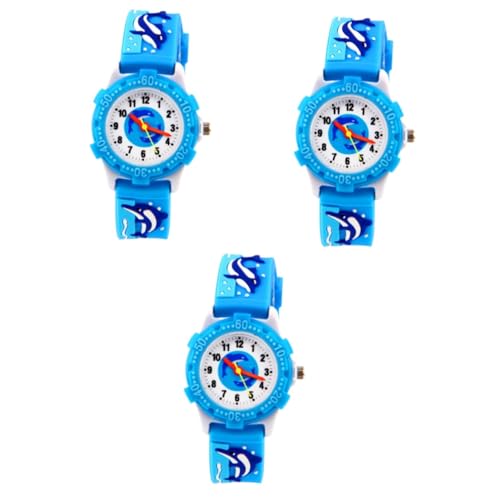 Holibanna 3St elektrische Uhr Kinder sehen Mädchen Kinder schauen zu D Watch Dolphin Shaped Electric Watch Cartoon Wrist Watch for Children Sky-Blue deko dartscheibe Kinder 3D von Holibanna