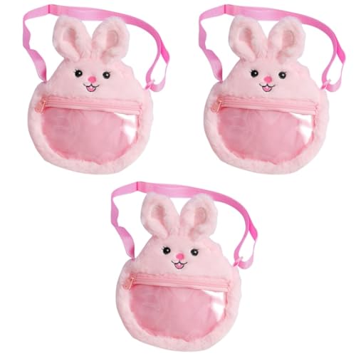 Holibanna 3st Hase Umhängetasche Münzbeutel Für Mädchen Mädchen-geldbörse Umhängetasche Für Mädchen Mini-Sachen Für Den Geldbeutel Umhängetasche Für Damen Rosa Kind Münze Tier Plüsch von Holibanna