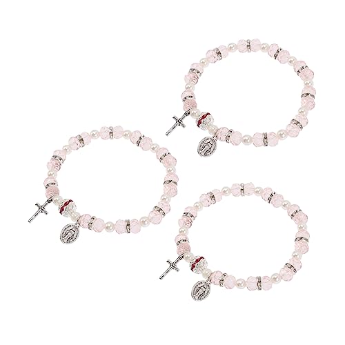 Holibanna 3st Kreuz Armband Kreuz Kristall Frauen Armband Kristall Armband Armbänder Für Mädchen Taufe Armreif Armband Für Frauen Taufe Für Mädchen Kristallglas Fräulein Das Kreuz Rosa von Holibanna