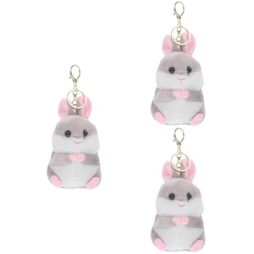 Holibanna 3St Plüsch-Hamster-Anhänger Schlüsselanhänger Geldbörse Charme Hamsterplüsch Kuscheltier Hamster Schlüsselbund-Ästhetik Puppe Taschen Rucksack Ornament Fräulein Zubehör Plüsch von Holibanna