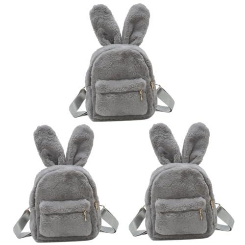 Holibanna 3St Plüsch Rucksack Mini-Rucksack für Kinder Mini-Umhängetasche Reisehandtasche Rucksäcke für Mädchen Mädchenrucksack für die Reise Plüsch-Büchertasche Ohr Schultertaschen Fräulein von Holibanna