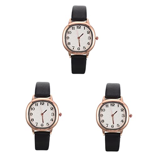 Holibanna 3St Quarz Damenuhren Uhrenarmbänder Armbanduhr dünne Uhren für Frauen lässige Uhr Digitaluhr Digitale Designuhr Uhr mit PU-Gürtel Gurt dünner Gürtel Anschauen Fräulein Glas von Holibanna
