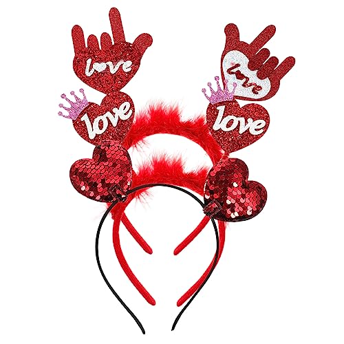 Holibanna 3st Stirnband Kinder Haarband Herz Haarreifen Valentinstag Haarband Amor Tiara Partyzubehör Liebe Herz Haarband Liebesherzkopfbopper Spiel Auf Partybedarf Mädchen Stoff Requisiten von Holibanna