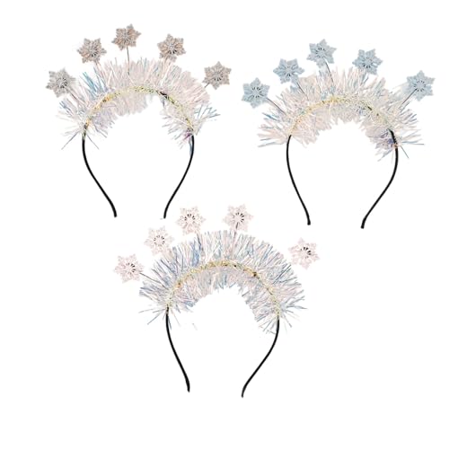 Holibanna 3stücke Teiliges Weihnachts-stirnband Mit Schneeflocken- Für Frauen Charmantes Haaraccessoire Für Festlichkeiten Partys Und Cosplay von Holibanna