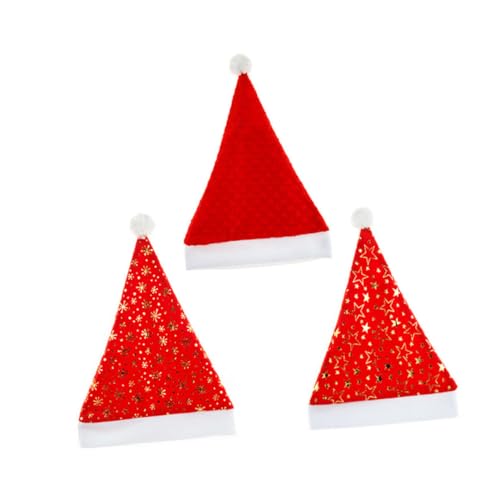 Holibanna Weihnachtskostüme 3st Kurze Plüschmützen Party-kopfschmuck Hut Anziehen Feiertagskappe Warme Weihnachtsmütze Festivalbedarf Hüte Gebürsteter Weißer Rand Drucken Rot Urlaubsartikel von Holibanna