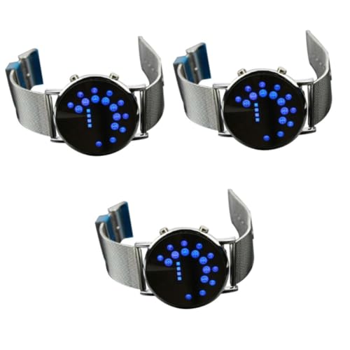 Holibanna 3st Led-spiegeluhr Blaue Led-digitaluhr Blaue Uhr Einfache Uhr Nummer Blaue Led-Uhr Digitale Uhren Herren Geführte Uhr Herrenuhren Uhrengehäuse Für Herren Leicht Und Dünn Ball Mann von Holibanna