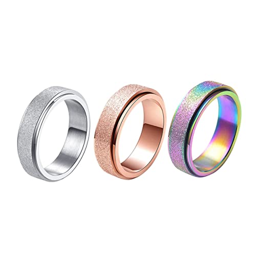 Holibanna 3stücke Edelstahl Drehring Fingerschmuck Modischer Unisex-ring Verschlissfest Rostfrei Geschenkidee Feines Design Hochglanzpoliert von Holibanna