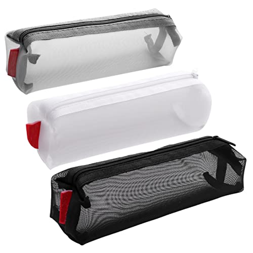 Holibanna 3stücke Netz-stiftetasche Mit Reißverschluss Organizer Für Schreibwaren Stifthalter Mit Großem Fassungsvermögen Für Bleistifte Kugelschreiber Lineale Scheren Usw. von Holibanna