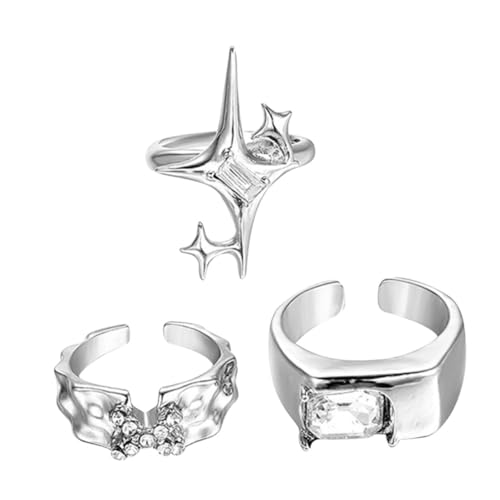 Holibanna 3St Diamant-Ring glänzender Ring glitzernder Ring Finger offener Ring Ringe Ring für Frauen Öffnungsring empfindlich Schmuck Zubehör Zeigefingerring Fräulein Zinklegierung von Holibanna