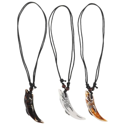 Holibanna Halskette Mit Haifischzahn Anhänger Für Männer Cooles Design Sicheres Material 3 Stück (grau Rotbraun) Strand Und Freizeitaccessoire von Holibanna