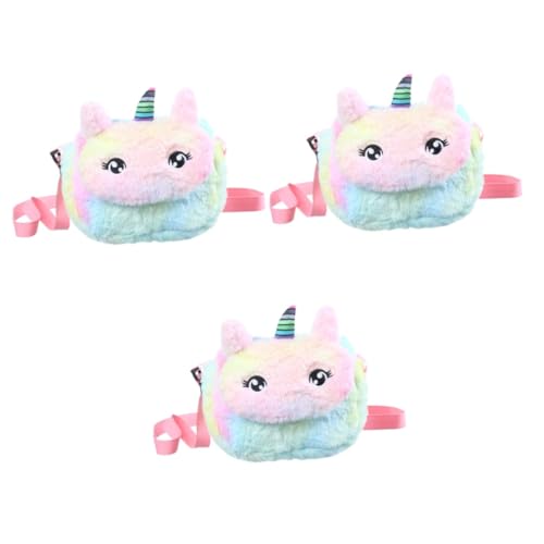 Holibanna Münzbeutel Für Kinder 3st Plüschige Umhängetasche Einhorn-umhängetasche Kinder-Schultertasche Umhängetasche Für Kinder Karikatur Mädchen Münzbeutel Schultertasche von Holibanna