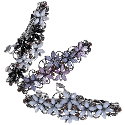 Holibanna 3st Strass-blumen-haarspange Federhaarnadel Haarklammer Haarspangen Für Frauen Haarspangen Für Damen Haar Klammern Haarschmuck Für Damen Jahrgang Federbügel Strasssteine Braut von Holibanna