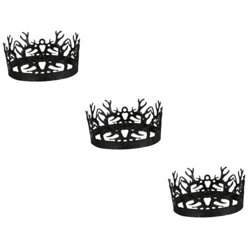 Holibanna 3st Vintage Hofkrone König Aus Metall Mittelalterliche Königskronen Schwarze Scrunchies Für Haare Dekor Halloween-cosplay-zubehör König Tiara Männlich Lieferungen Mann Legierung von Holibanna