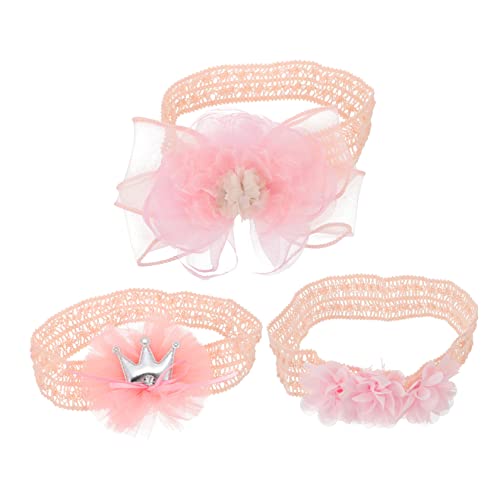 Holibanna 3stücke Spitze Bogen Haarbänder Kopfbedeckung Für Mädchen Rosa Mit Krone Zier Infant von Holibanna