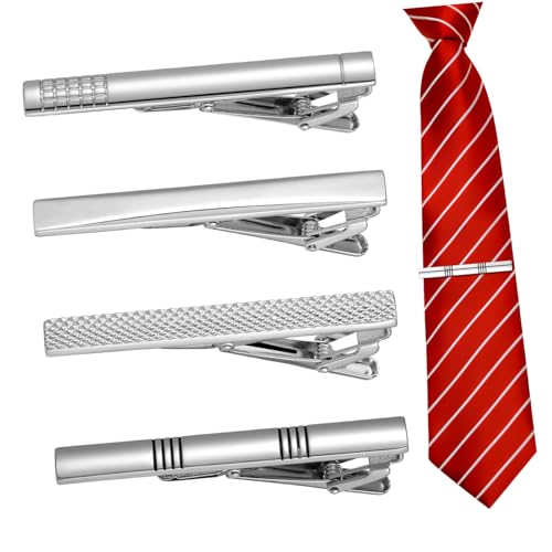 Holibanna 4 Kupfer Krawattenklammer Set Teilig Minimalistische Herren Tie Bar mit Rutschfester Glatte Oberfläche Sicherer Halt für Formelle Anzüge und Business Outfits von Holibanna