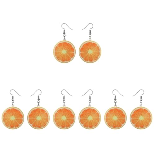 Holibanna 4 Paar Organge-Ohrringe Acryl Kreativ Fruchtförmiger Ohrring Damen-Ohrhänger Ohrschmuck Lustig Lebensechte Früchte Flache Ohrringe Für Frauen Und Mädchen Orange von Holibanna