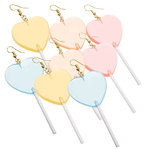 Holibanna 4 Paare Herz Lollipop Ohrringe für Damen Dangle Ohrringe Bunten Farben Blau Glitzer Gelb Glitzer Orange für Valentinstag Partys und Tägliches Tragen von Holibanna