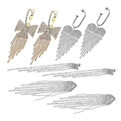 Holibanna 4paare Kronleuchter-ohrringe Für Damen Mit Strass-kristallen Funkelnde Baumelnde Ohrringe Modischer Ohrschmuck Für Party Bankett Und Alltag von Holibanna