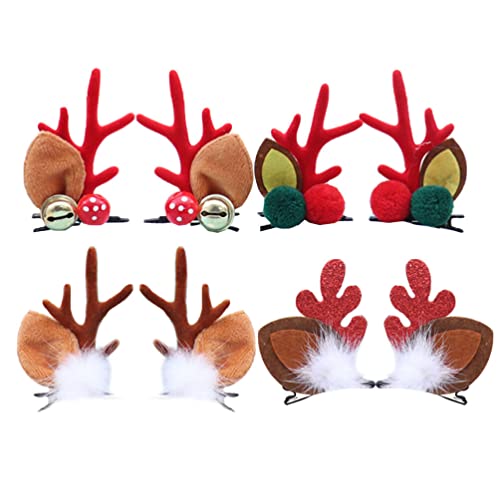 Holibanna 4 Paare Weihnachten Haarspange Rentier Geweih Haarklammern Elchgeweih Haarclips Hirsch Haarschmuck Kinder Baby Mädchen Damen Hirsch Kostüm Zubehör-466 von Happyyami