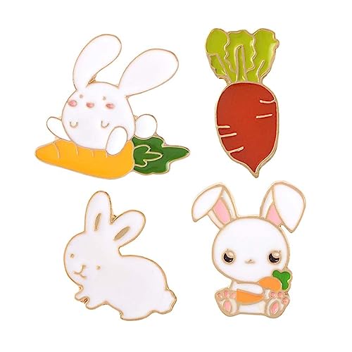 Holibanna 4 STÜCKE Niedliche Karotten Rabbit Broschen Kreative Tropföl Anstecknadeln Chic Rabbit Karotten Abzeichen für Kleidung Dekoration für Mädchen Damen Zufälliger Stil von Holibanna