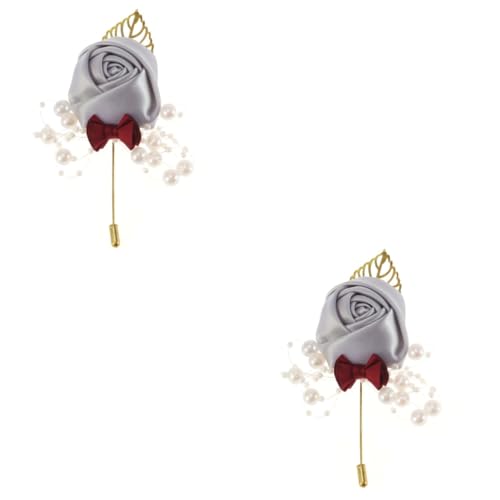 Holibanna 4 Stück Braut Kleidungsnadel Braut Kleiderbrosche Rosenstift broschen für kleidung Perlen-Boutonniere dekoration für brautbankette Halloween Korsage künstliche Bräutigam von Holibanna