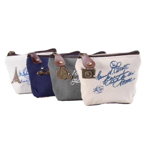 Holibanna 4 Stück Brieftaschentasche für Frauen Pocket Wallet damengeldbörse Key Wallet damenbörse travel Wallet Geldbeutel Portemonnaie Münzbeutel aus Segeltuch kleines Münztäschchen von Holibanna