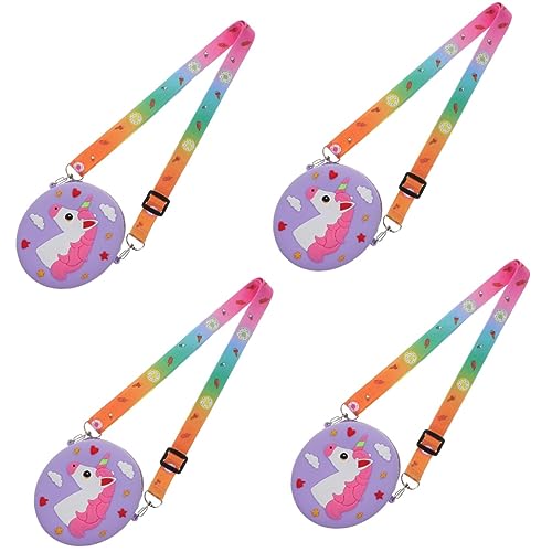 Holibanna 4 Stück Einhorn Umhängetasche Einhorn-umhängetasche Aus Silikon Tier Handtasche Kawaii Geldbörse Cartoon-Einhorn-geldbörse Mädchen Violett Kettentasche Kleinkind Tuch von Holibanna