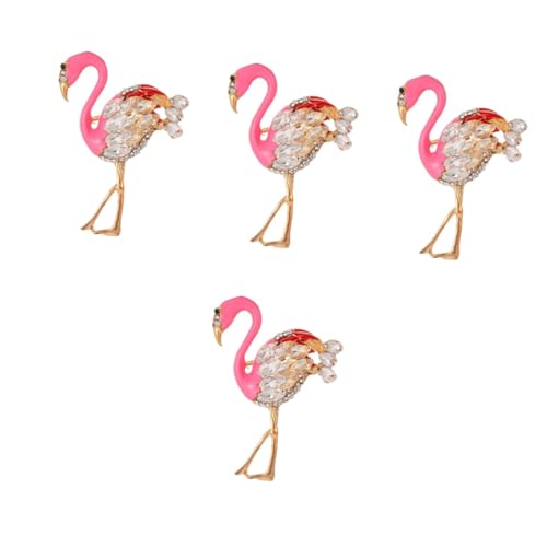 Holibanna 4 Stück Flamingo-Brosche brooches for women damen brosche schmücken Kostüm Hüte Strassnadel Flamingo Broschennadeln Tier Hut Partei-Emblem Stift Fräulein Zubehör von Holibanna