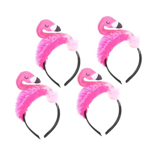 Holibanna 4 Stück Flamingo-Stirnband Haarschmuck lustige Kopfbedeckung Luau-Party-Stirnbänder dekoratives Stirnband Strandparty-Stirnband Mädchen Make-up-Kostüm-Requisiten Kleidung von Holibanna