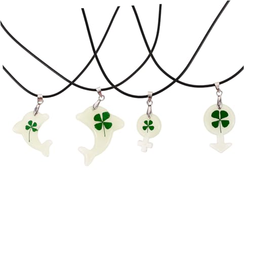 Holibanna 4 Stück St. Patricks Day Leuchtkette Freundin Anhänger Bandanas Patricks-Tag geschenk eine Halskette Mädchen-Anhänger Liebhaber-Anhänger leuchtend Kleeblatt von Holibanna