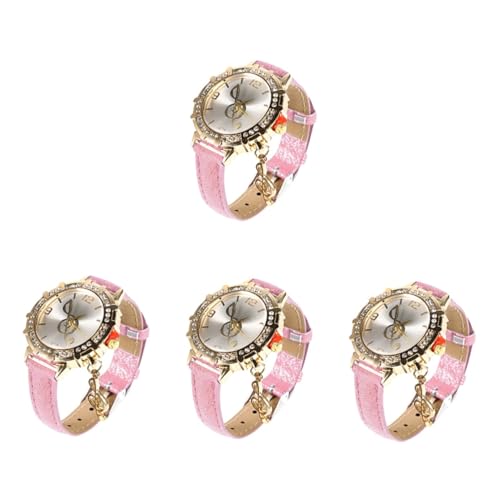 Holibanna 4-teilige Verstellbare Uhr Modische Freizeituhr Für Mädchen Glänzende Metallarmbanduhr Für Outfits Bequemes Atmungsaktives Armband von Holibanna