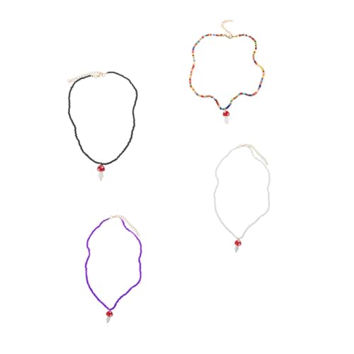 Holibanna 4 Stück Handgefertigte Pilz anhänger Halskette Bunte Perlenkette Dainty Schmuck für Damen Mädchen Geschenk Holibanna 4 Stück Handgefertigte Pilz anhänger Halskette Bunte Perlenkette Dainty Schmuck für Damen Mädchen Geschenk von Holibanna