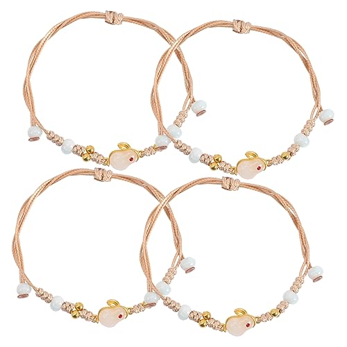 Holibanna 4 Stück Handgefertigtes Geflochtene Armbänder mit Kaninchen Anhänger Verstellbare Hautfreundliche Wrist Ropes Schmuckstücke für Teenager Mädchen und Damen von Holibanna