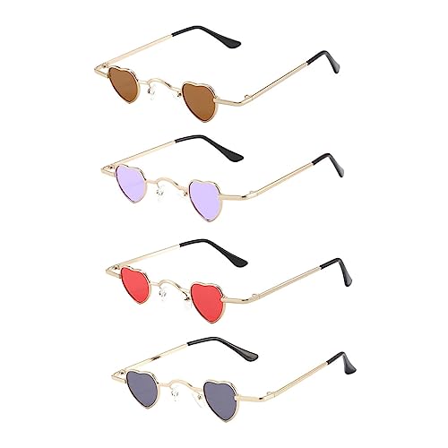 Holibanna Junggesellin Mode Sonnenbrillen Vintage-Brille 4 Stück Herz Sonnenbrille herzförmige Brille Sonnenbrille in Herzform schnapsgläser Vintage-Sonnenbrille Retro-Sonnenbrille von Holibanna