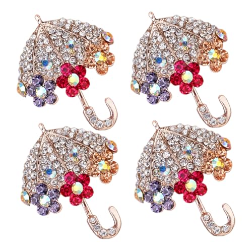 Holibanna 4 Stück Modische Regenschirm-broschen mit Funkelnden Strasssteinen Vielseitige Anstecknadeln für Kleider Mäntel Schals Leichte Sichere Schmuckaccessoires für Damen und Herren von Holibanna