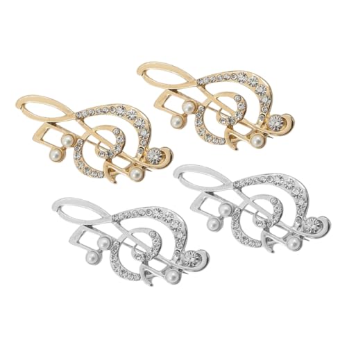 Holibanna 4 Stück Musiknoten Broschen Teilig mit Funkelnden Strasssteinen Anstecknadeln für Männer und Frauen Modisches Schmuckaccessoire für Hochzeiten Konzerte und Formelle Anlässe von Holibanna