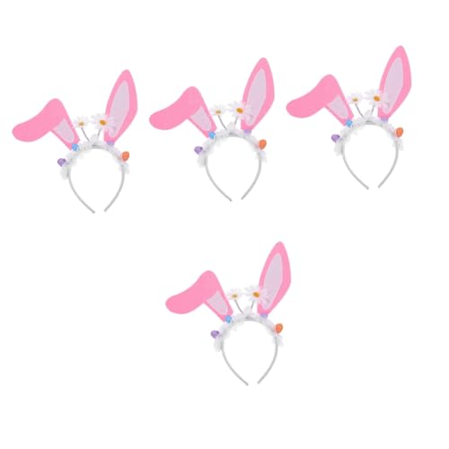 Holibanna 4 Stück Ostern Stirnband Haarschmuck Haarband Haargummi Kaninchen-Stirnbänder für Frauen Hasenohren-Stirnband Karikatur Eier Kopfbedeckung Make-up-Kostüm-Requisiten Kind Plastik von Holibanna