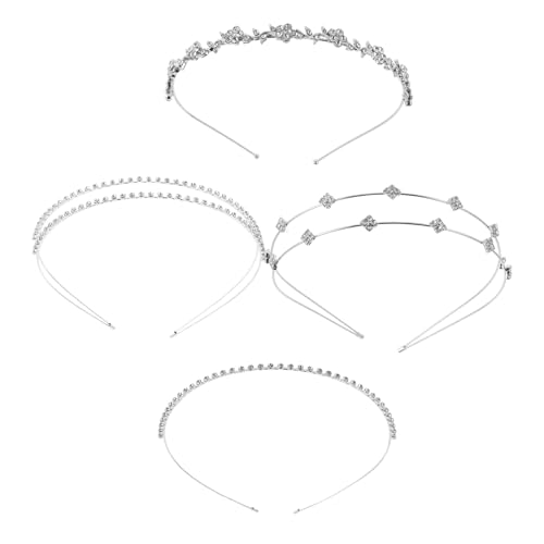 Holibanna 4stücke Strass-stirnbänder Für Frauen Glitzernde Metall-haarspangen Schmale Dünne Stirnbänder Haarschlaufen Ringe Kristallkrone Tiara-halter Zubehör Für Damen Und Mädchen von Holibanna
