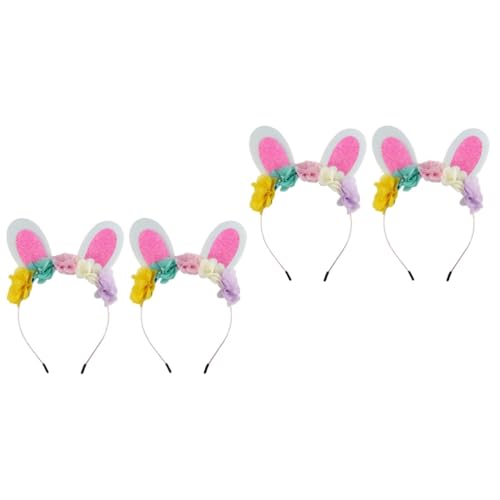 Holibanna 4 Stück Hasenohren Haarreifen Stirnbänder für Kinder Haarreifen mit Hasenohren Partykostüm Tiara kopfschmuck Haarreifen Ostern Stirnband Hasen Ohren Kopfbedeckung Geschenk von Holibanna