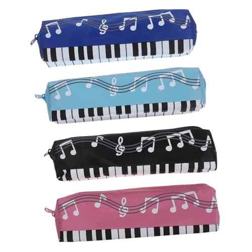 Holibanna 4 Stück Teiliges Federmäppchen mit Reißverschluss Tragbare Stifttasche für Mädchen und Schüler Musiknoten Design Leichtes Praktisches Federmäppchen für Schule und Zuhause von Holibanna